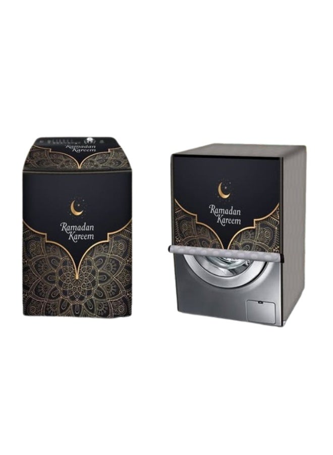 غطاء غسالة أوتوماتيك بتصميم أبعاد رباعية مجسمة ونقوش تراثية مبهجة وخامة متينة مقاومة للمياه والأتربة AH - Image 1