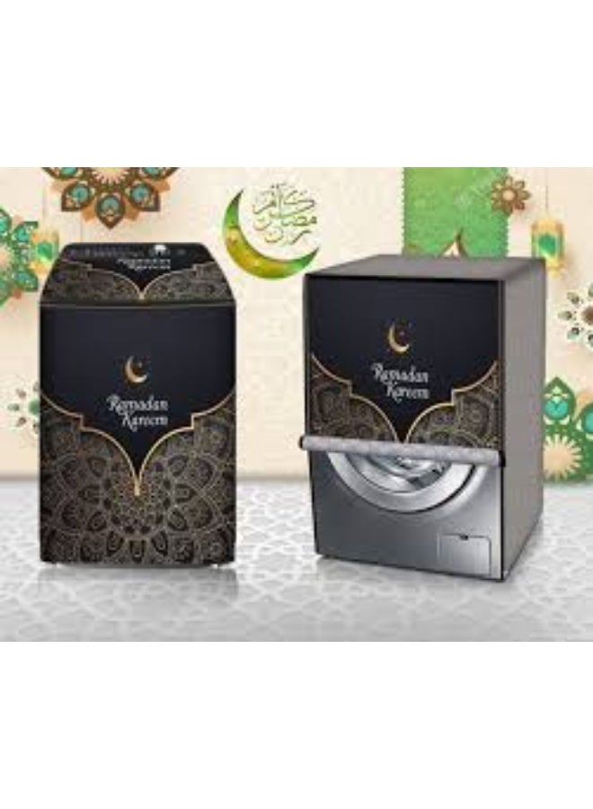 غطاء غسالة أوتوماتيك بتصميم أبعاد رباعية مجسمة ونقوش تراثية مبهجة وخامة متينة مقاومة للمياه والأتربة AH - Image 4