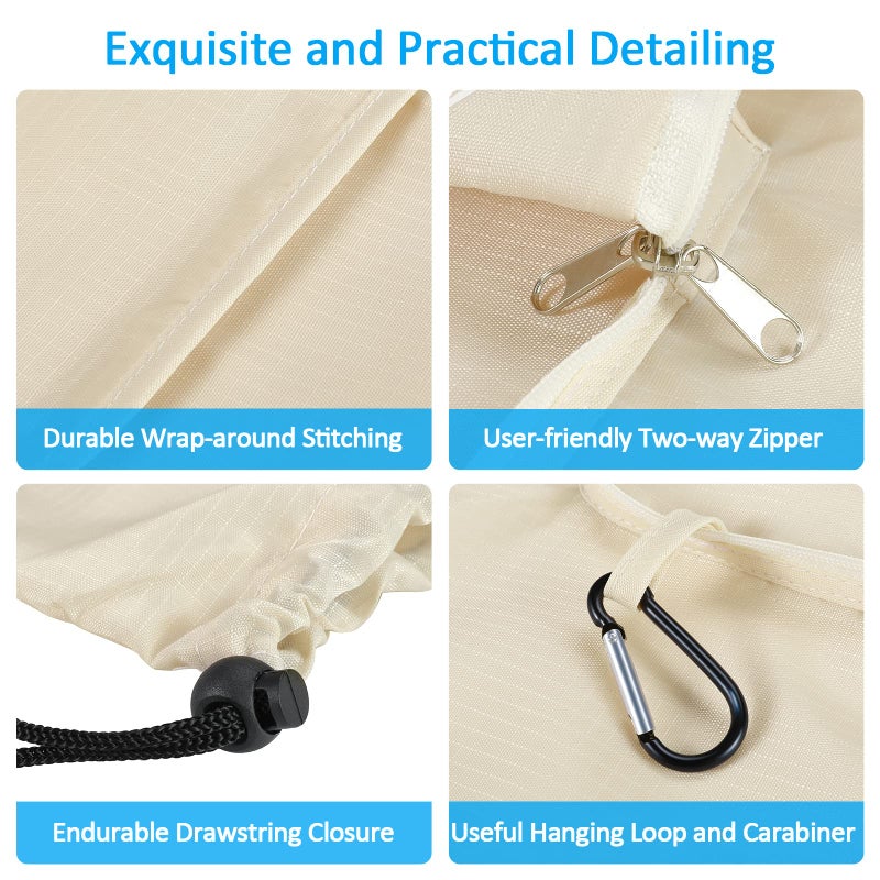 GOGOODA Travel Laundry Bags with Drawstring Closure XL Large Foldable Dirty Clothes bags with Handle Heavy Duty and Washable for College Dorm Travelling Camping, 2 Pack, Black & Beige - Image 3