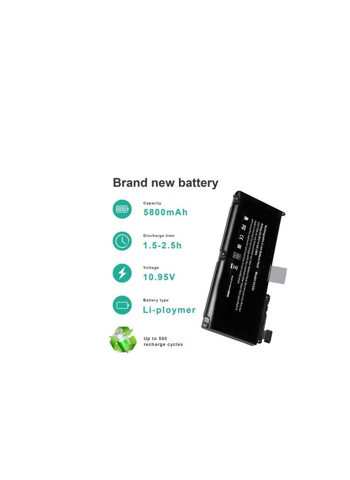 ماركة غير محددة "بطارية لابتوب 5800mAh من أسونسيل لجهاز 13 بوصة، موديلات أواخر 2009 ومنتصف 2010، سلاسل 7 A1342 MC516*-A و A1342 MC207*-A، 10.95 فولت، 64 وات."  - Image 1