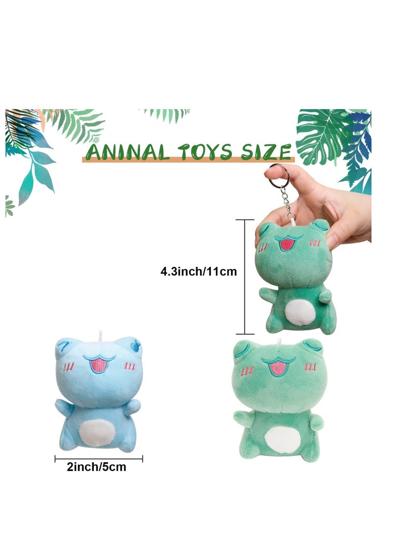 2 PACK Small Stuffed Animals 4.3 Inch Frog Plush Animal Toy with keychain Award Goodie Bag Fillers Themed Party Favors Kindergarten Classroom Gifts for Students