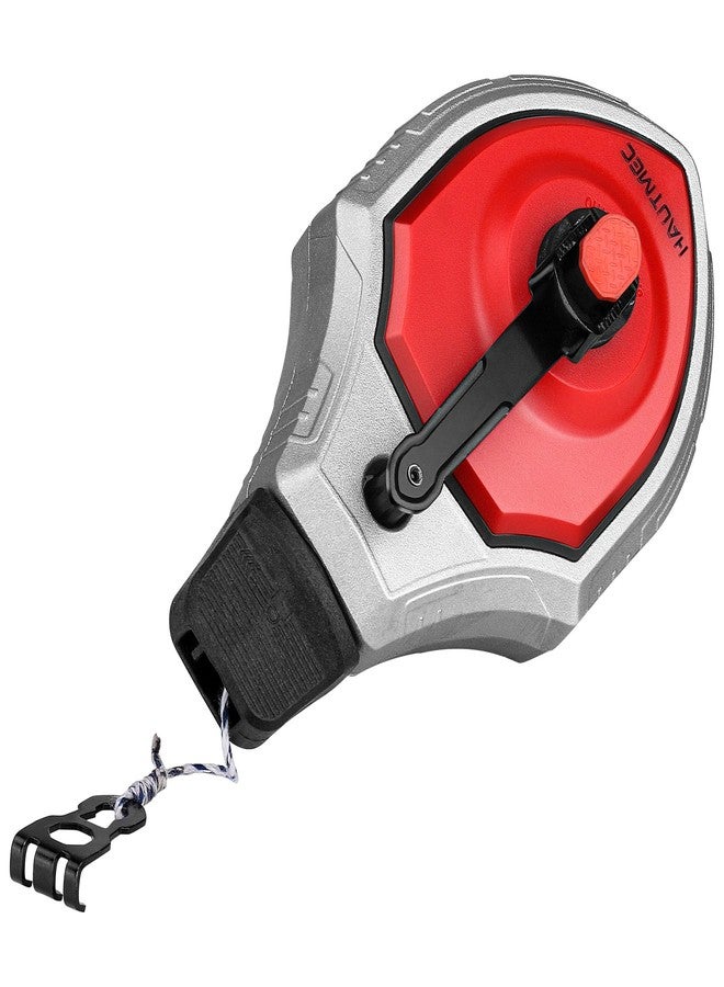 HAUTMEC خط طباشير HAUTMEC Pro، بكرة طباشير بطول 30 مترًا/100 قدم مع أداة خط طباشير بنسبة تروس 6:1، صندوق طباشير، مناسب للنجارين والبنائين، HT0356 - Image 1