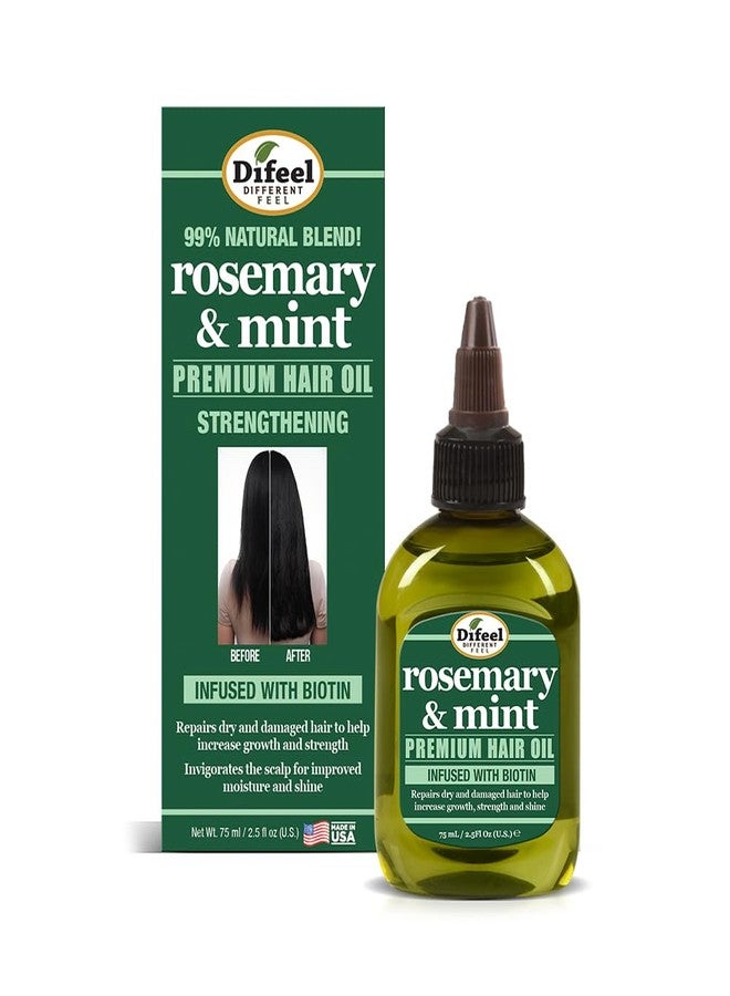 Difeel Rosemary and Mint Premium Hair Oil with Biotin 2.5 oz. - Image 1