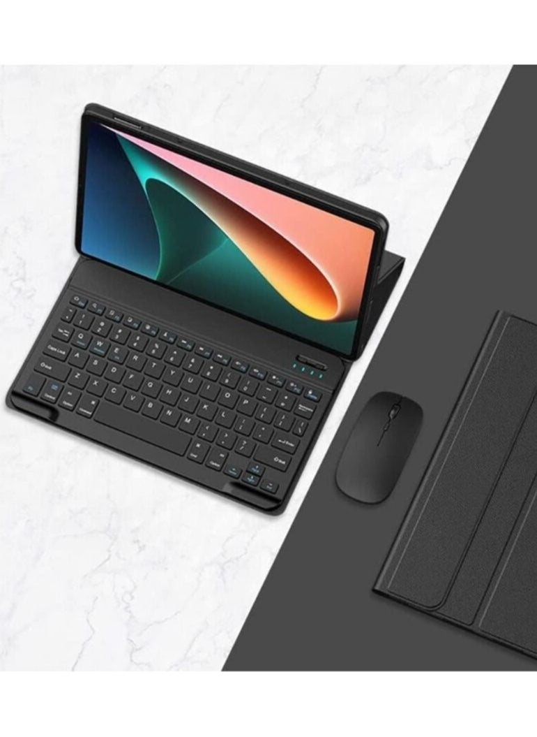 Generic Arabic and English Keyboard Case for Huawei Matepad 11.5 inch/Air 11.5 inch 2023/Matepad 11.5S 2024, Detachable Wireless Keyboard Pen Holder Ultra-thin Leather Smart Case with Mouse 