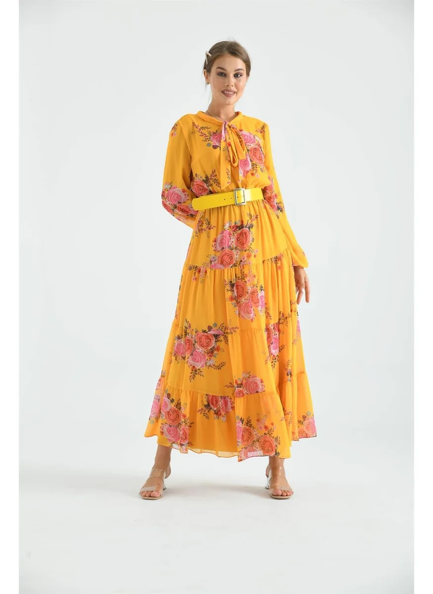Garmi Silk Chiffon Dress Yellow