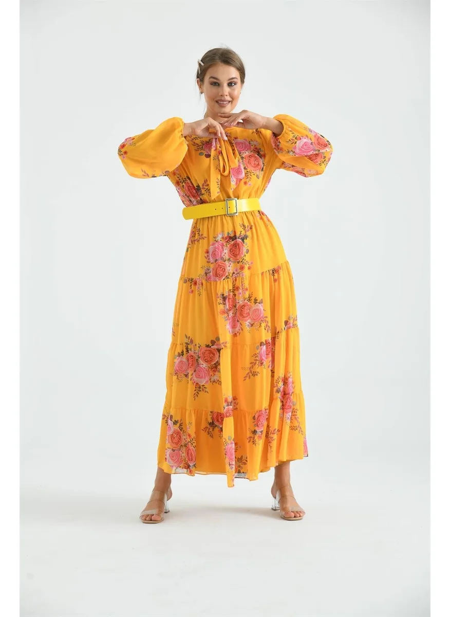 Garmi Silk Chiffon Dress Yellow