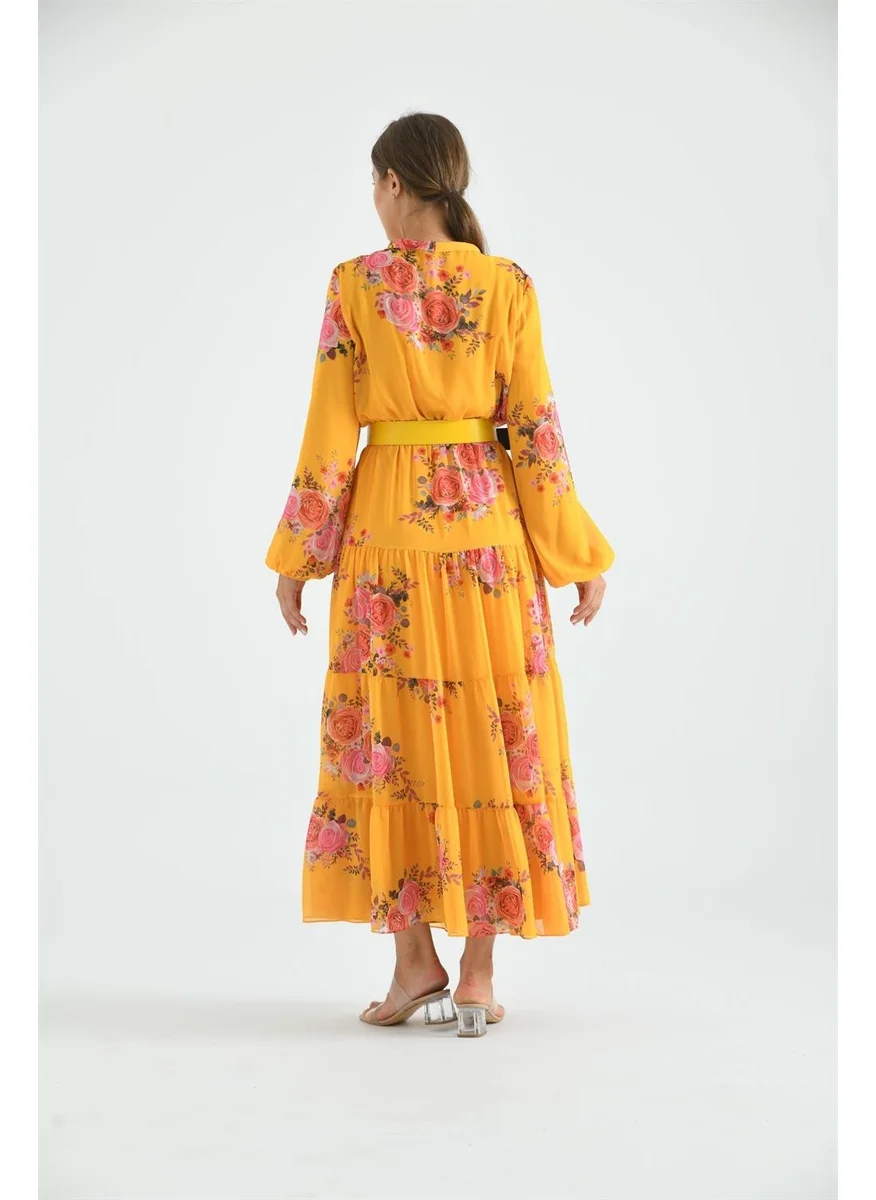 Garmi Silk Chiffon Dress Yellow