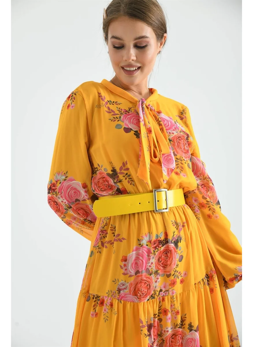 Garmi Silk Chiffon Dress Yellow