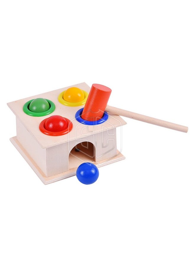 Smartcraft Wooden Hammer Ball Knock Pounding Bench With Box Case Fine Motor And Dexterity Skills Early Educational Toy Set For Kids 2+ Years (Hammer Ball)-Multicolor  - Image 3