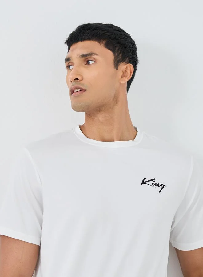 Take Two Take Two Slogan Printed Round Neck Regular Fit T-Shirt