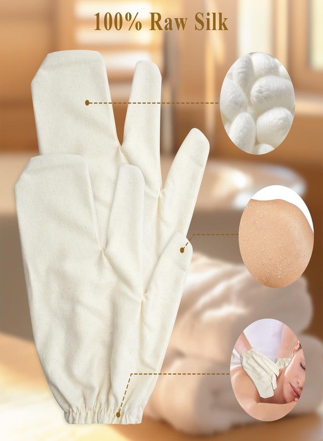 KCMOSGI 2 PCS Garshana Raw Silk Gloves, Massage Gloves with Elastic Wrist Bands for Ayurvedic Massage Body Exfoliating and Dry Brushing - Image 3