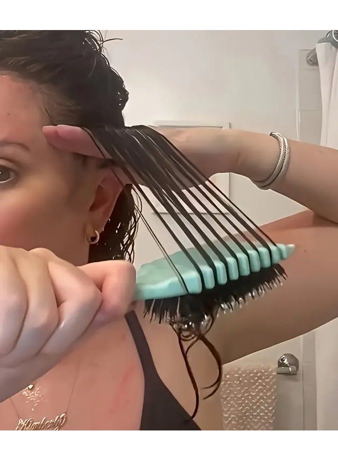 Rozino Spring And Summer Curl Define Styling Brush Bouncing Curly Definition Styling Brush Wet Hair Comb 1PC - GREEN - Image 3