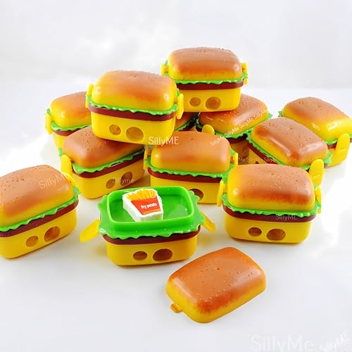 Funny Teddy 12pcs Mini Burger-Shaped Pencil Sharpener with 2 erasers Look Like Fries and a Milkshake | Return Gifts Birthday Party for Kids | Birthday Return Gift for Kids Birthday Age 6-10 6-12 3 5 8 12 Years - Image 1