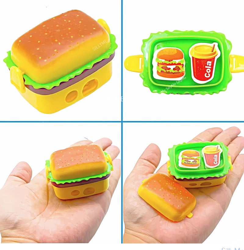 Funny Teddy 12pcs Mini Burger-Shaped Pencil Sharpener with 2 erasers Look Like Fries and a Milkshake | Return Gifts Birthday Party for Kids | Birthday Return Gift for Kids Birthday Age 6-10 6-12 3 5 8 12 Years - Image 2