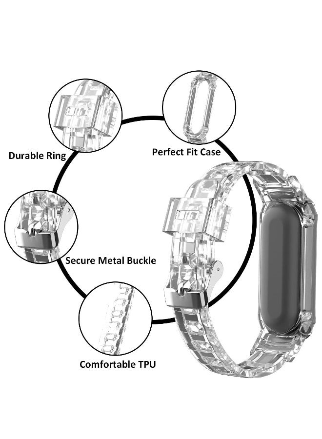 Replacement Strap Sport Wristband Adjustable Bracelet for Xiaomi Mi Band 5 Bands for Xiaomi Mi Band 6 Bands 2 Pack (Clear Clear) - Image 4