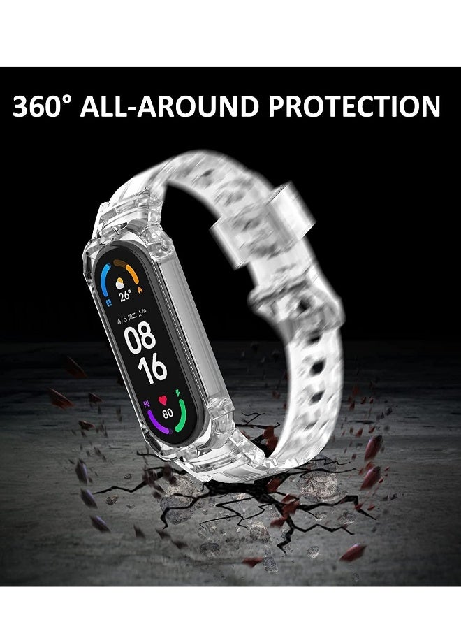 Replacement Strap Sport Wristband Adjustable Bracelet for Xiaomi Mi Band 5 Bands for Xiaomi Mi Band 6 Bands 2 Pack (Clear Clear) - Image 3