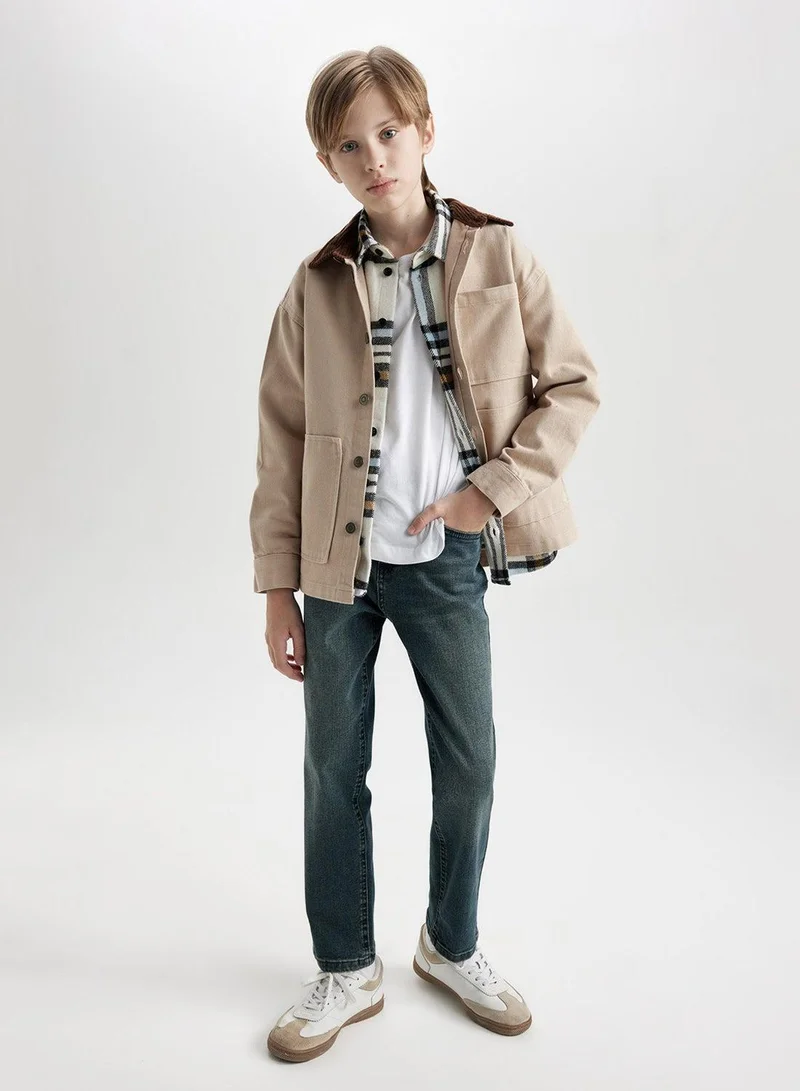 DeFacto Oversized Fit Wide Polo Neck Gabardine Long Sleeve Shirt
