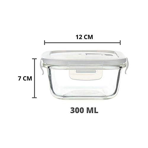 Femora Borosilicate Glass Containers for Kitchen | 1 Year Warranty | Container Boxes for Storage, Storage Box for Kitchen with Air Vent Lid, Microwave Safe Utensils, Square (Set of 1-300ml) - Image 3