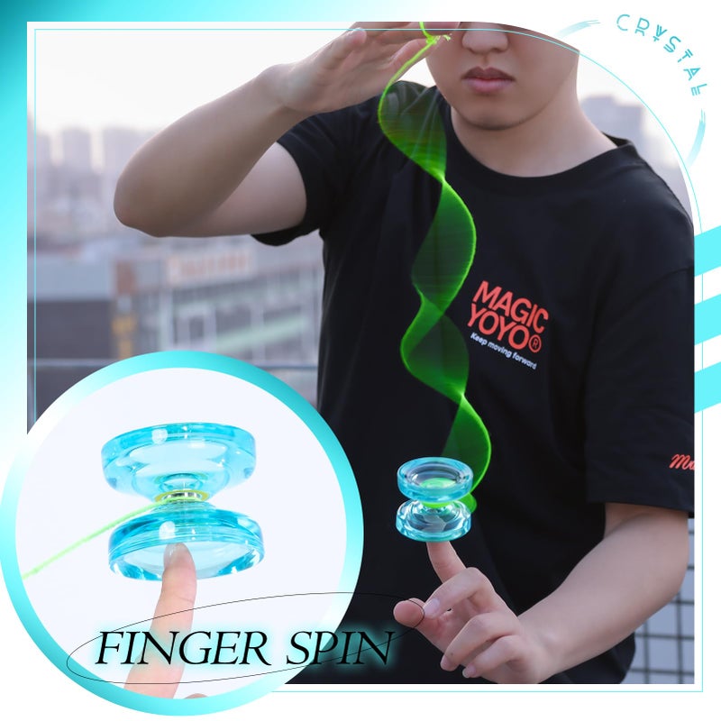 YOSTAR JoJo Professional K2 Crystal Yo-Yo Responsive JoJo for Kids Dual Purpose Jo Yo for Beginners, with 12 JoJo Strings, Bearing Remover, Bag (Crystal Green) - Image 2