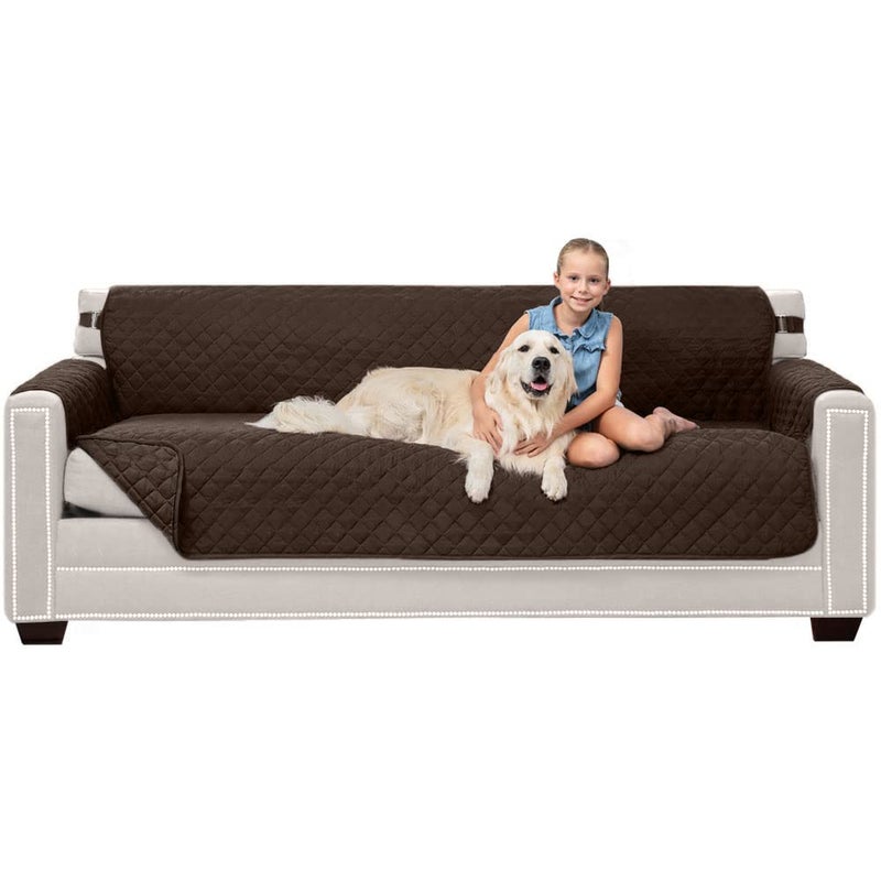 Sofa Shield Sofa Shield Couch Slip Cover with Patented Strap Large Cushion Protector Reversible Stain and Dog Tear Resistant Slipcover Quilted Microfiber 78in Seat Washable Covers for Dogs Pets Chocolate