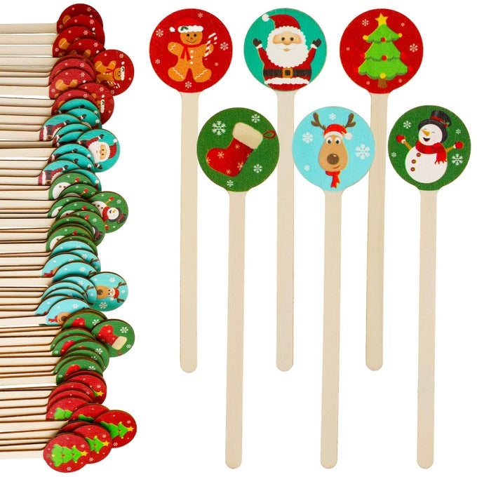 120 PCS CHRISTMAS WOODEN COFFEE STIRRERS WOOD COCKTAIL COFFEE STIR STICKS DISPOSABLE DRINK STIRRERS FOR STIRRING HOT CHOCOLATE MILKSHAKE RESTAURANT HOME OFFICE CLASSIC STYLE