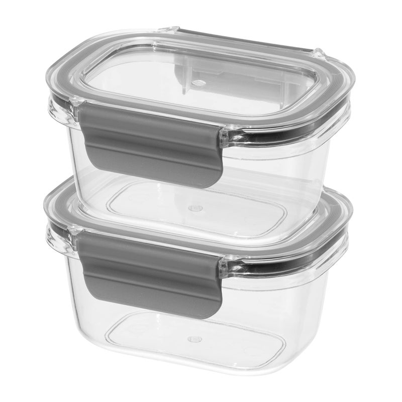 Oggi Clarity LeakProof Airtight Food Storage Containers  Set of 2 Ultra clear BPA free Sealable Container with Lid Ideal Kitchen Organization Perfect Meal Prep Containers 12oz350ml