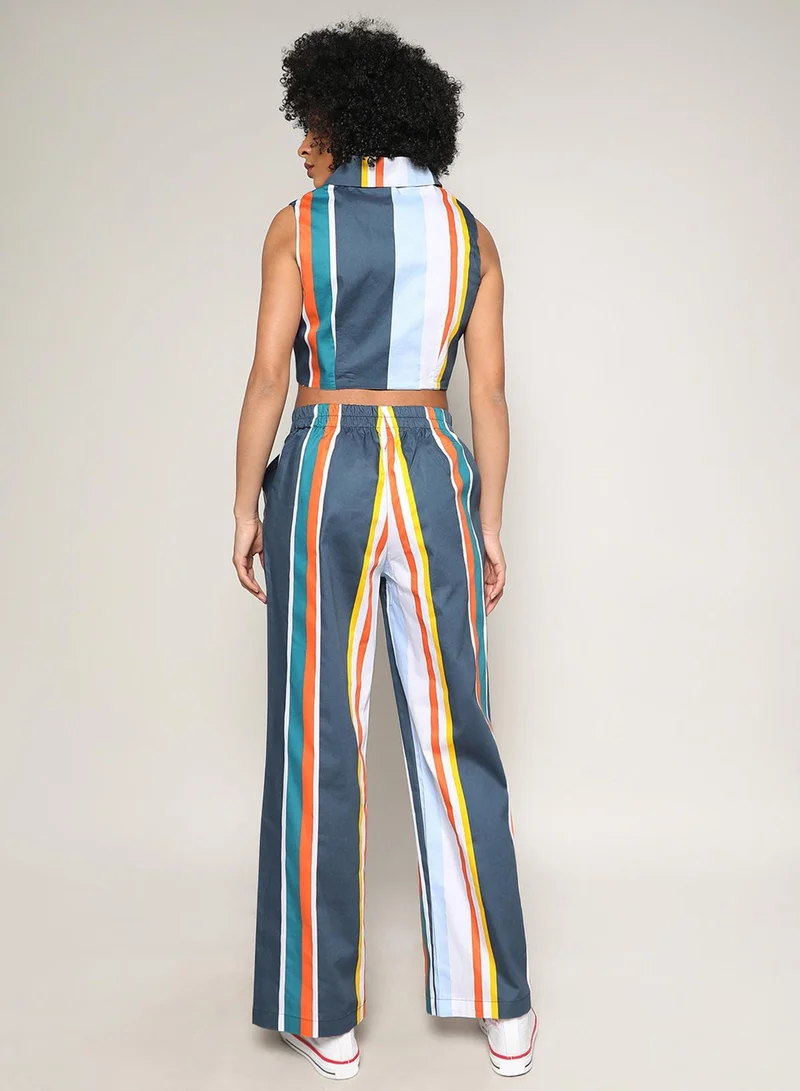 PINACOLADA Women's Multicolour Striped Vest Co-Ord Set
