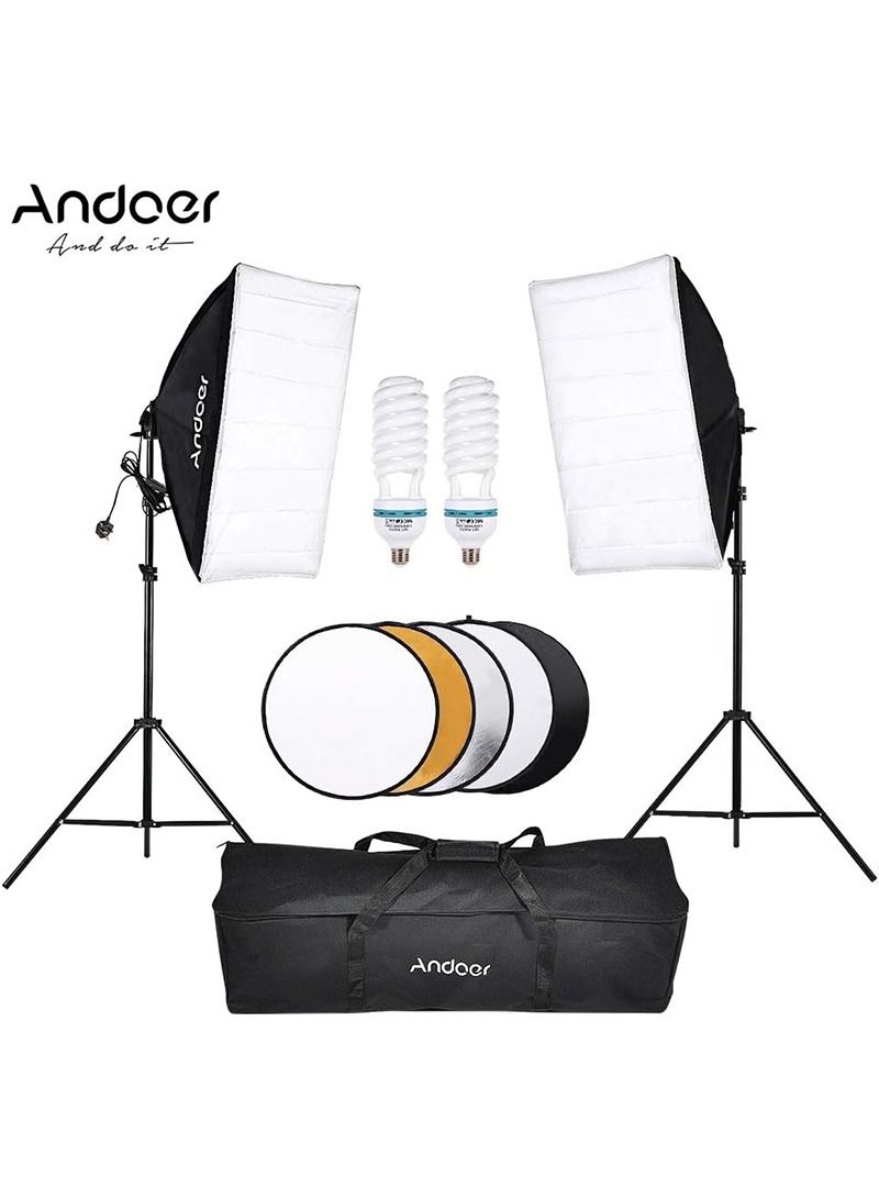 ANDOER Photography Softbox Light Set Black/White - Image 1