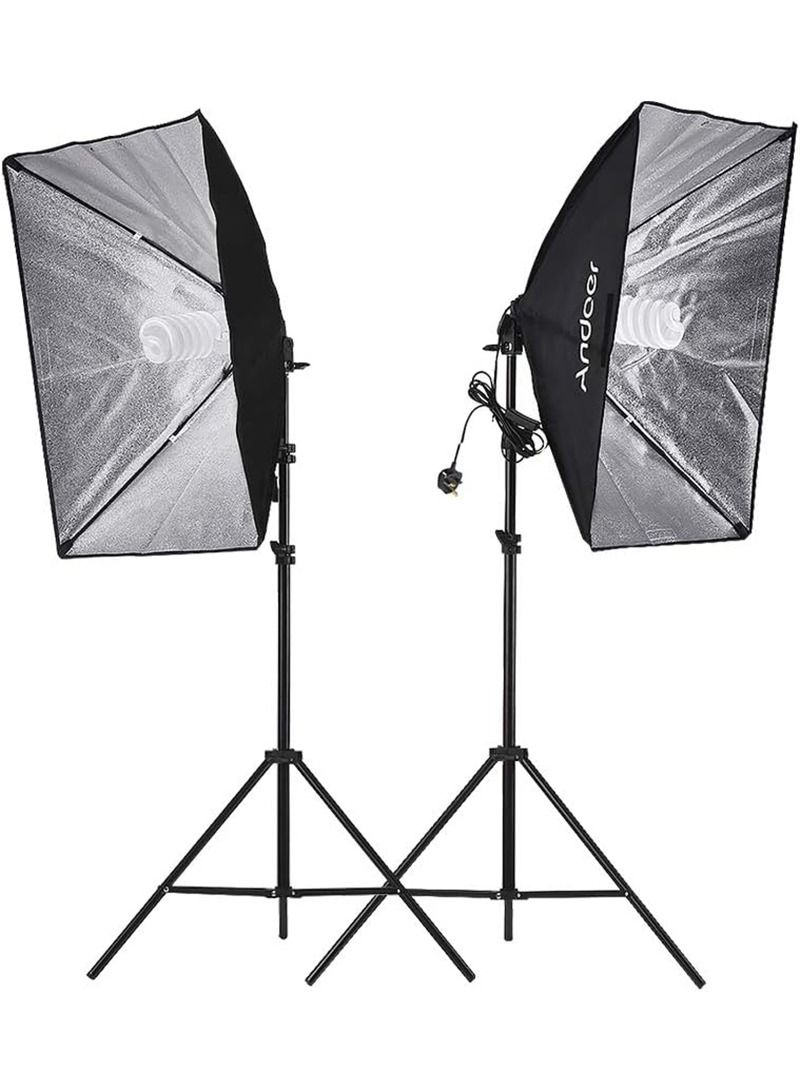 ANDOER Photography Softbox Light Set Black/White - Image 3