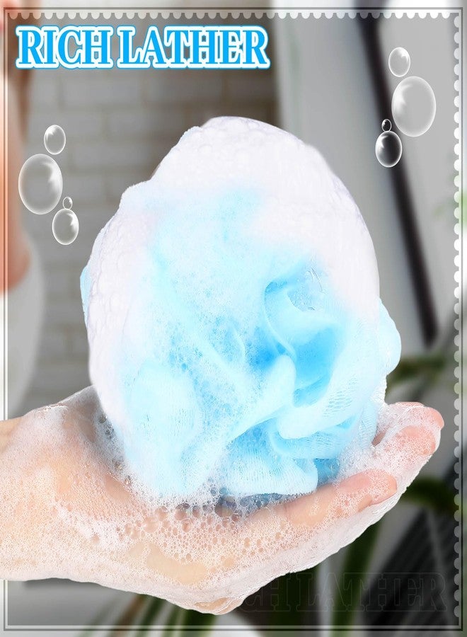 Funnymoom مجموعة Funnymoom من 12 قطعة من ليفة الاستحمام بحجم السفر، مغلفة بشكل فردي، إسفنجة استحمام صغيرة، إسفنجة استحمام شبكية، ليفة استحمام صغيرة مع علبة، مجموعة كبيرة للعناية بالاستحمام (أزرق) - Image 4