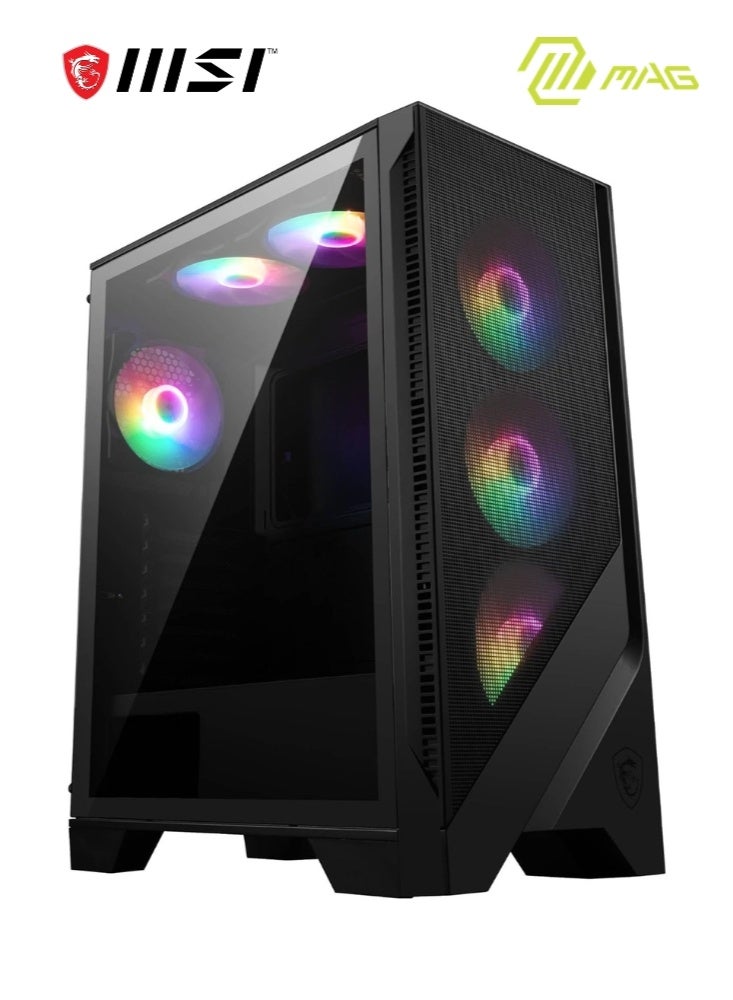 إم اس أي صندوق كمبيوتر ميد تاور ATX MAG Forge 120A بتدفق هواء أسود | 6 مراوح مثبتة مسبقًا، دعم لمبرد يصل إلى 240 مم، فتحات أقراص 2.5" / 3.5"، نافذة زجاجية مقسّاة، لوحة شبكية | 306-7G23A41-HH9 - Image 1