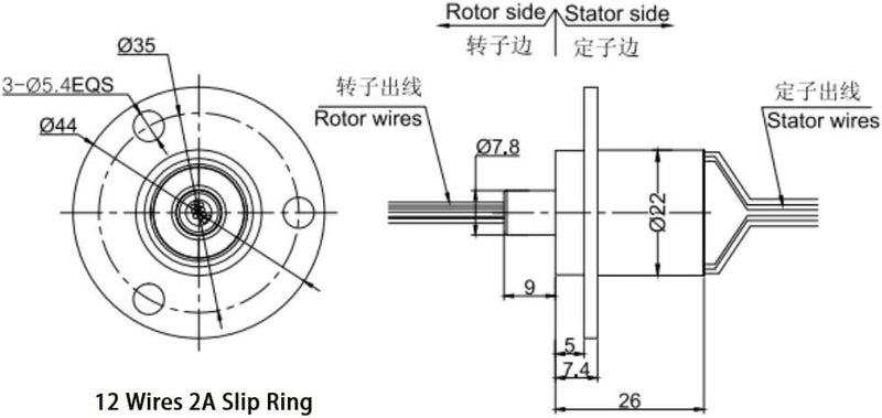 Taidacent 6-30A Slip Ring Collector Ring Rotary Electrical Contact Joint Connector (12 Wires 2A) - Image 2