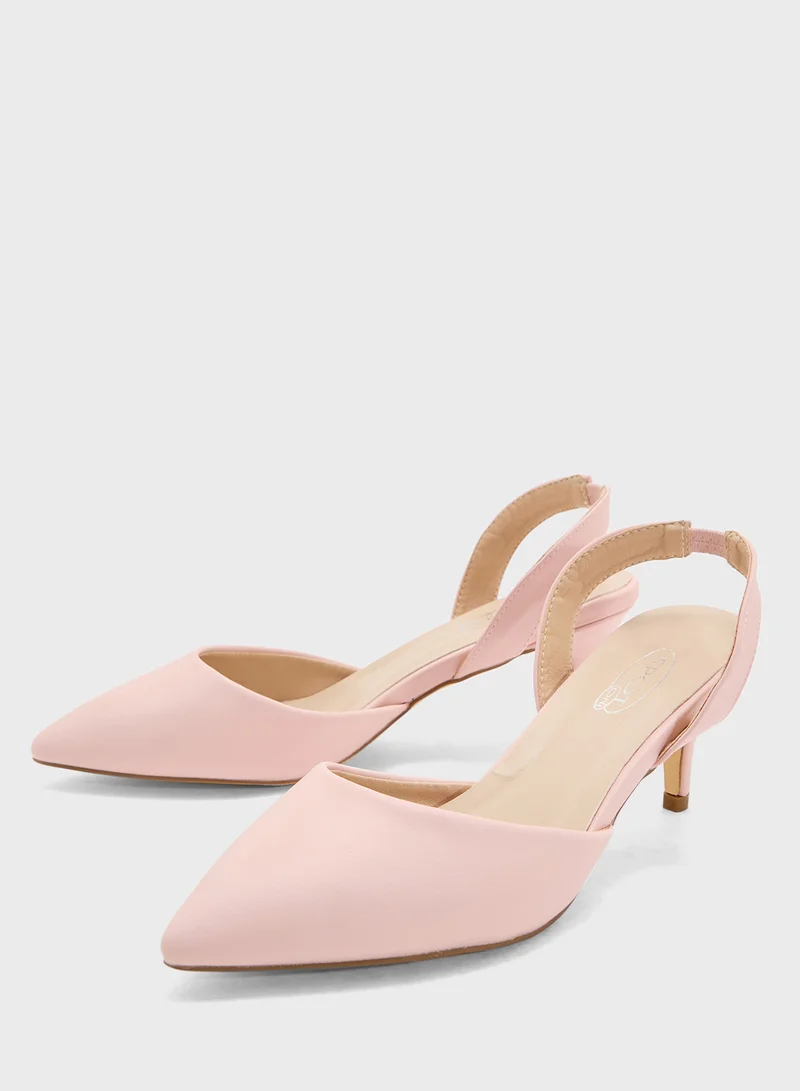 Spot-On Mid Heel Pump With Slingback