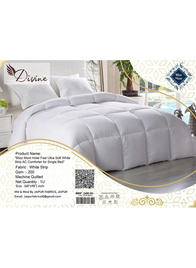 Blizz Mont Hotel Feel Ultra Soft AC Comforter/Quilt/Duvet for Single Bed | Fabric - White Strip 300 TC | Size: 60 inches x 90 inches - Image 5