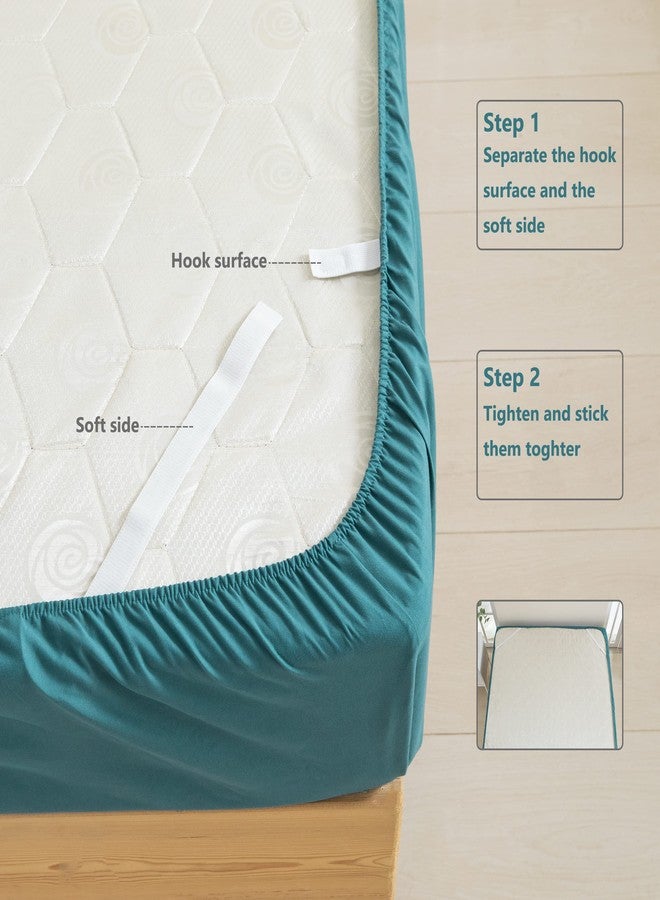 mini panda MINIPANDA Twin Size Fitted Sheet Only with Bed Sheets Holder Straps for Corners, Keep Sheets from Coming Off - Ultra Soft - Microfiber Sheets (Blue-Green, Twin) - Image 4