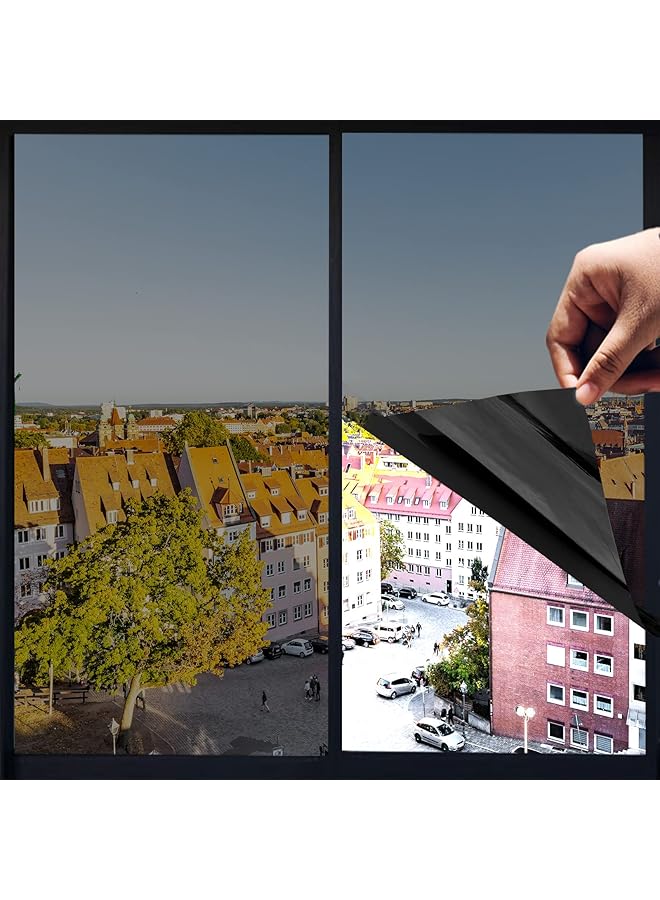 The Bros Heat Control Window Film, Window Tint Sun Blocking Blackout and UV Protection, one-Way Privacy Mirror Reflective Film,Explosion-Proof Premium PET Material Cosmic Black, 17.5 Inch x 6.5 Feet - Image 1