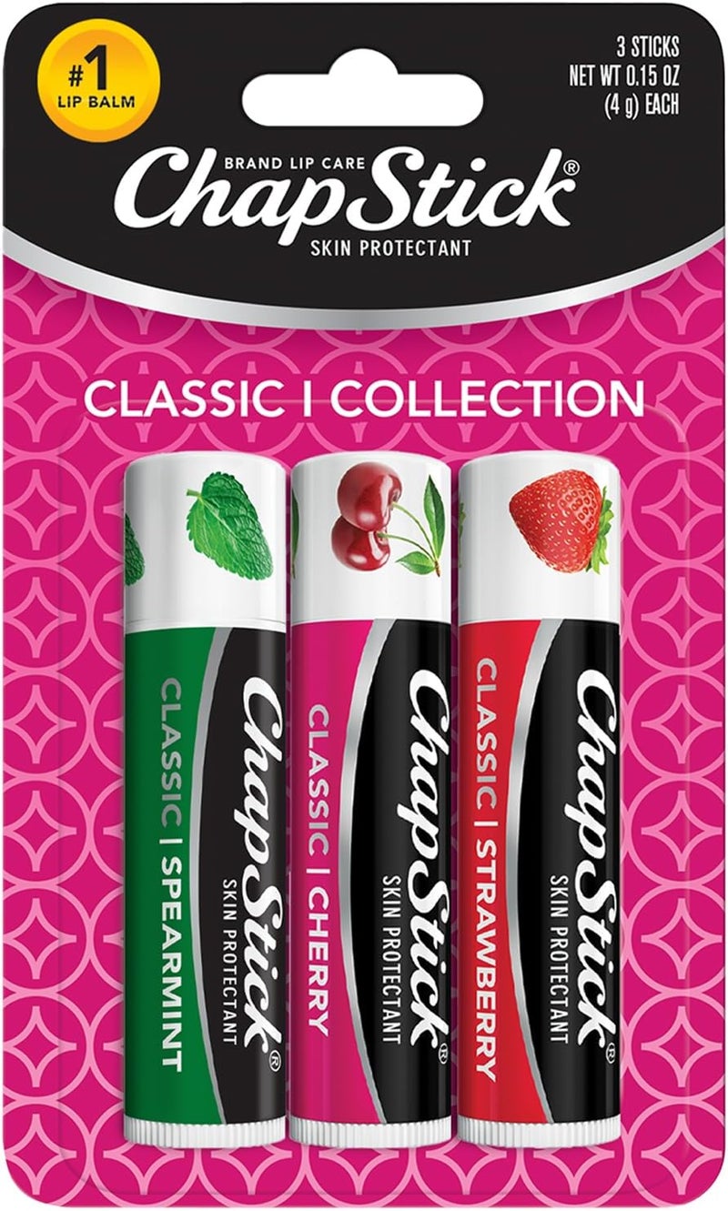 chapstick ChapStick Lip Care Set Classic Collection 3Pack  Spearmint Cherry and Strawberry Lip Balm 015 Oz Ea