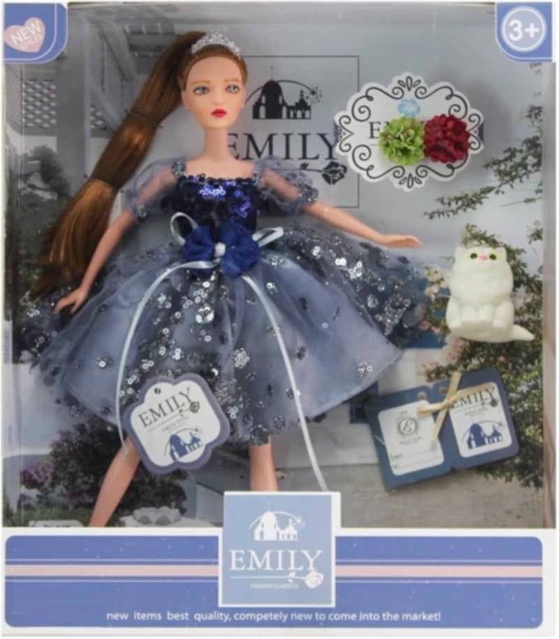 باير دمية إميلي فاشون من تويز لاند، دمية كلاسيكية بطول 29 سم بفستان رائع وشعر طويل جميل، من مجموعة إميلي فاشون الكلاسيكية، هدية عيد ميلاد للبنات والأطفال والبالغين من عمر 3 سنوات فما فوق (QJ089C)