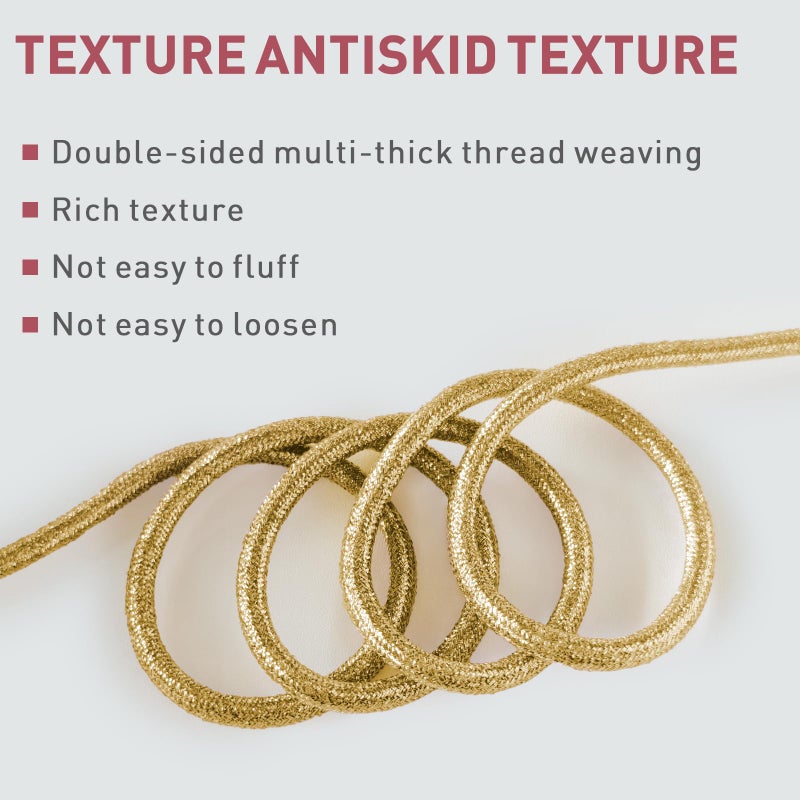 UamGlsob 4MM Round Glitter Shoe Laces,5/32" Colorful Sparkly Metallic Sparkle Shoelaces Replacement Strings for Sneaker Boots (Golden, 47"/120cm) - Image 3