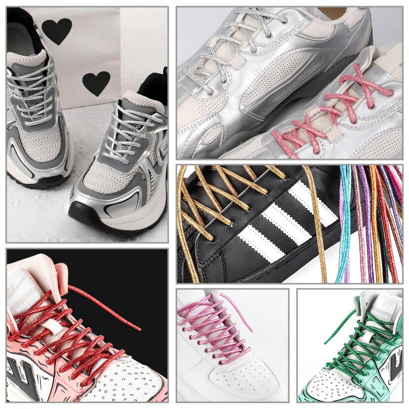 UamGlsob 4MM Round Glitter Shoe Laces,5/32" Colorful Sparkly Metallic Sparkle Shoelaces Replacement Strings for Sneaker Boots (Golden, 47"/120cm) - Image 5