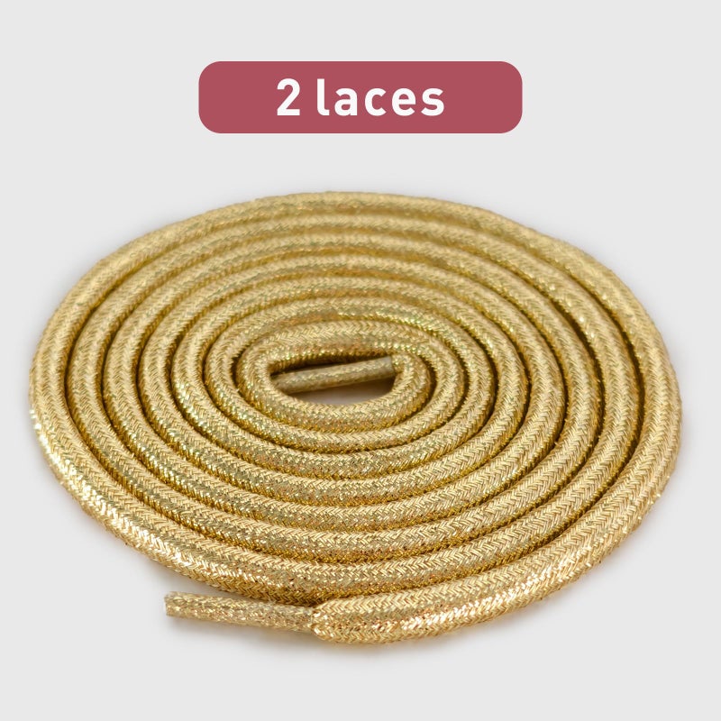 UamGlsob 4MM Round Glitter Shoe Laces,5/32" Colorful Sparkly Metallic Sparkle Shoelaces Replacement Strings for Sneaker Boots (Golden, 47"/120cm) - Image 2