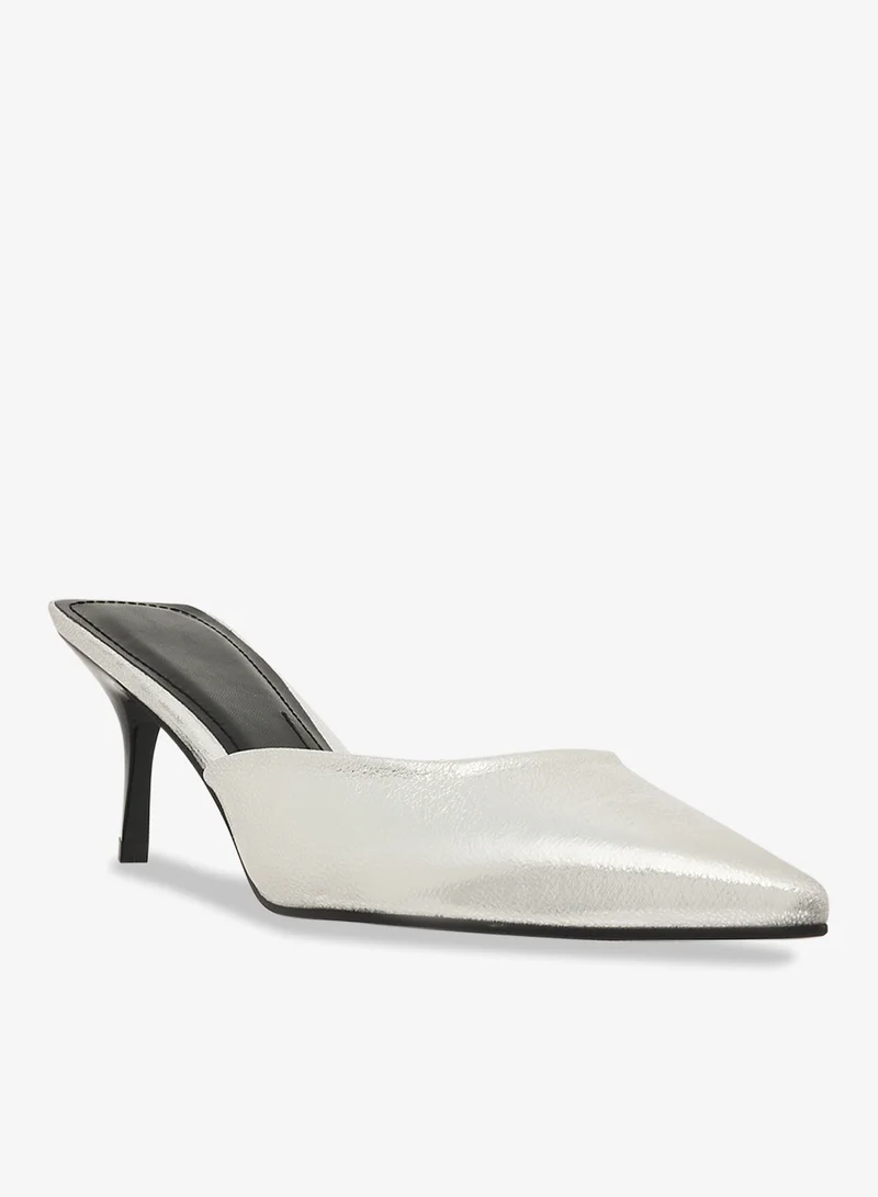 ايلا ليمتد اديشن حذاء بكعب متوسط فضي معدني