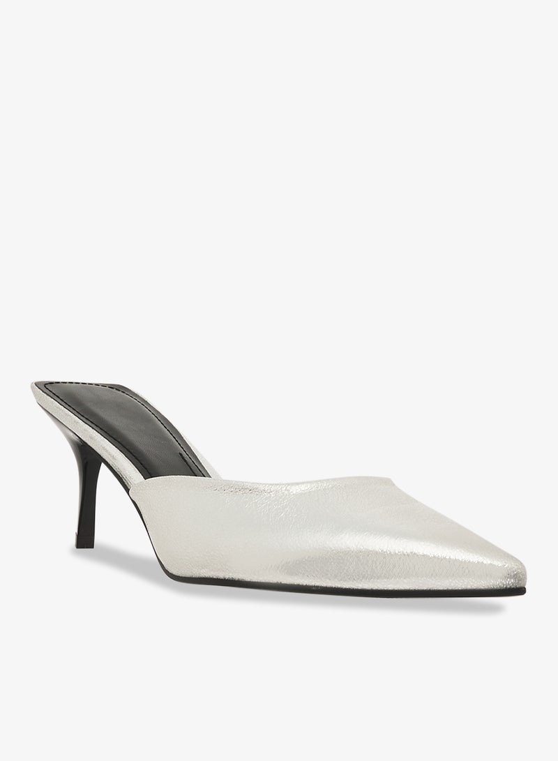 ايلا ليمتد اديشن حذاء بكعب متوسط فضي معدني - Image 2