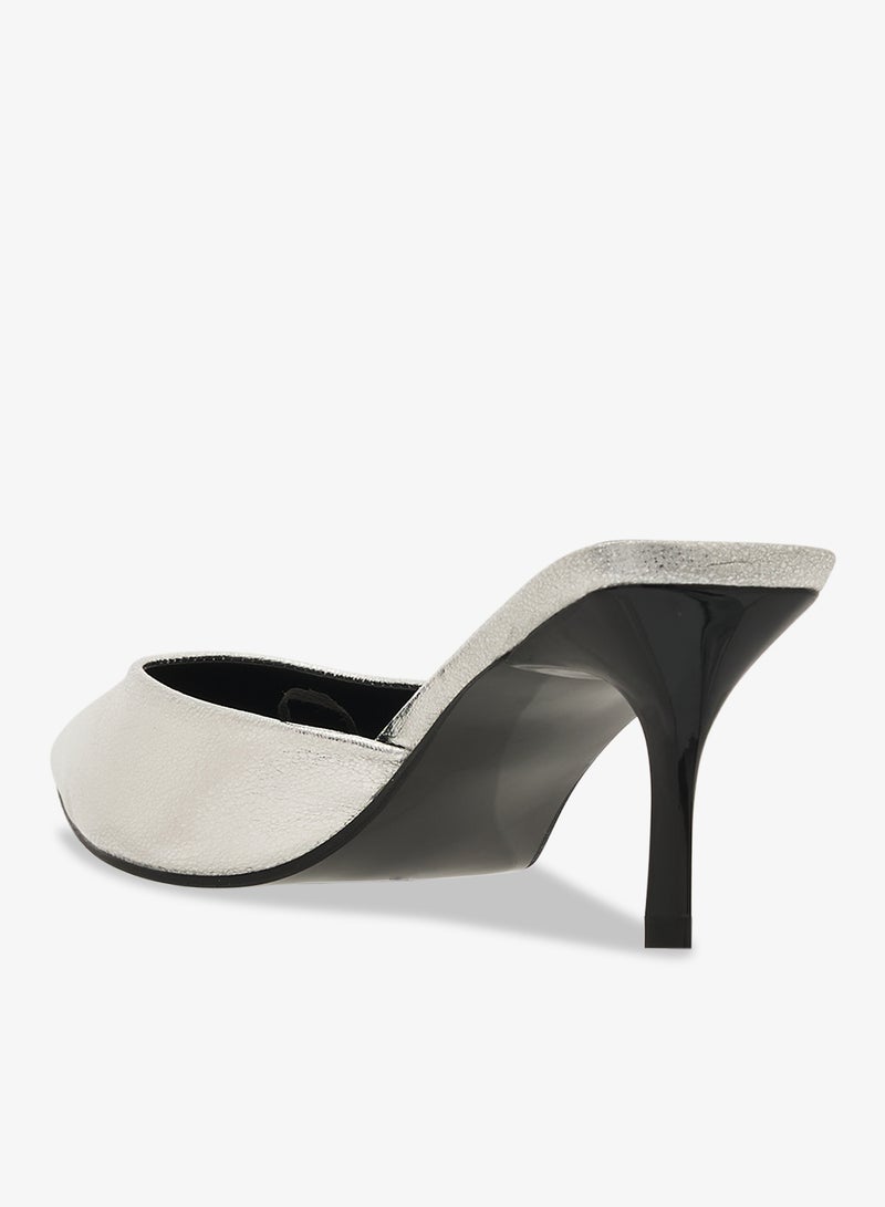 ايلا ليمتد اديشن حذاء بكعب متوسط فضي معدني - Image 3