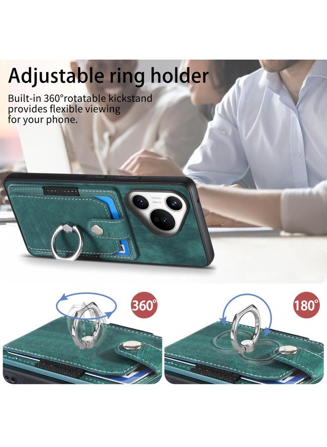 اس-توب جراب هاتف Huawei Pura 70 Pro بتصميم كلاسيكي مع حلقة ومحفظة للبطاقات - Image 5