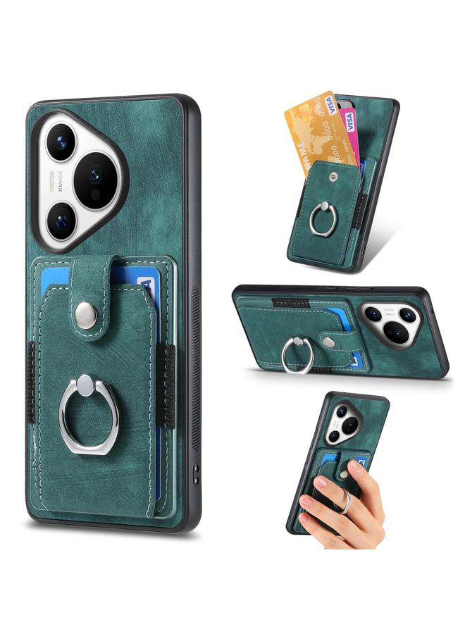 اس-توب جراب هاتف Huawei Pura 70 Pro بتصميم كلاسيكي مع حلقة ومحفظة للبطاقات - Image 1