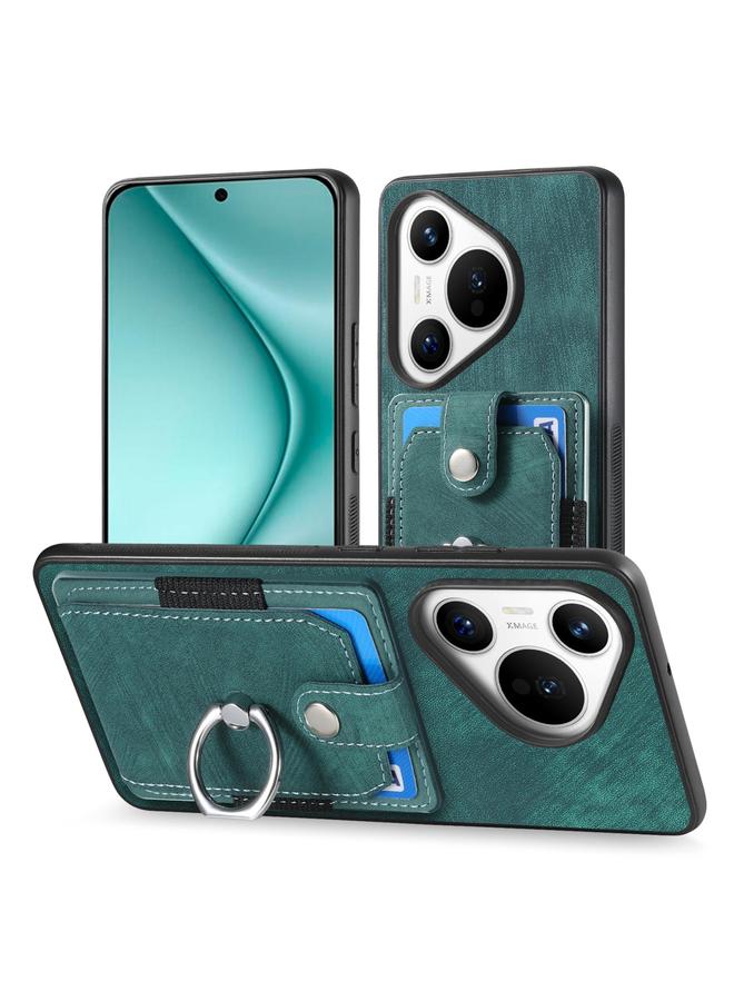 اس-توب جراب هاتف Huawei Pura 70 Pro بتصميم كلاسيكي مع حلقة ومحفظة للبطاقات - Image 2