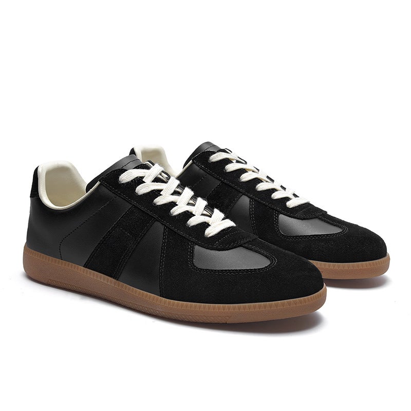Korean Retro Color-Block Unisex Leather Lace-Up Casual Shoes - Image 2