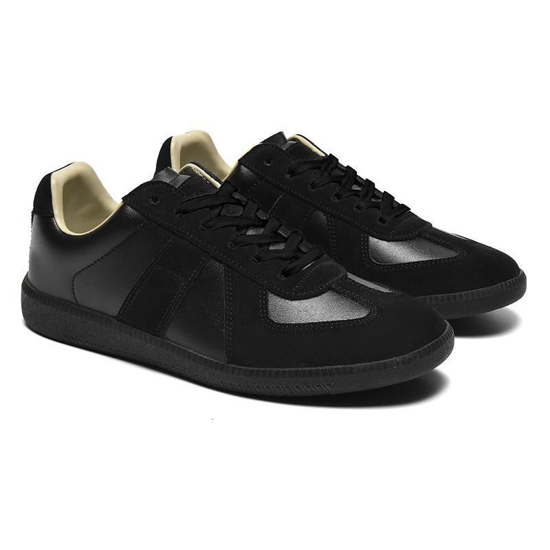 Korean Retro Color-Block Unisex Leather Lace-Up Casual Shoes - Image 4