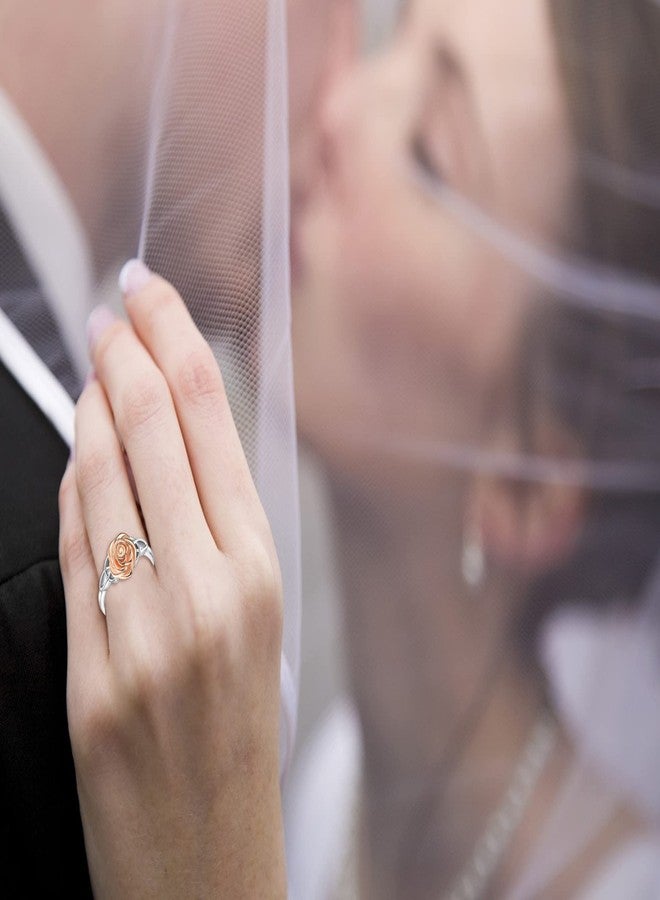 YL Rose Flower Rings 925 Sterling Silver Celtic Knot Ring Jewelry for Women with 18K Rose Gold Plated-size5 - Image 2